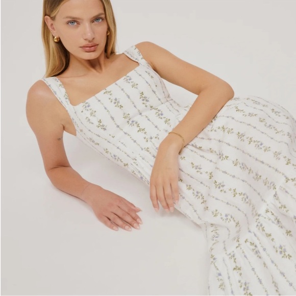 Reformation Bucatini Linen Dress In Chalet Floral Size 6 - Picture 2 of 16